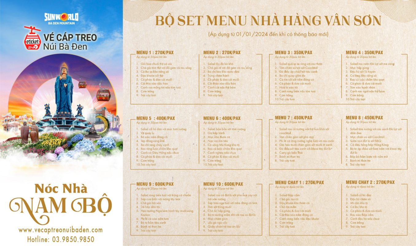 Set menu nh h ng v n s n n i b en m i nh t 2024