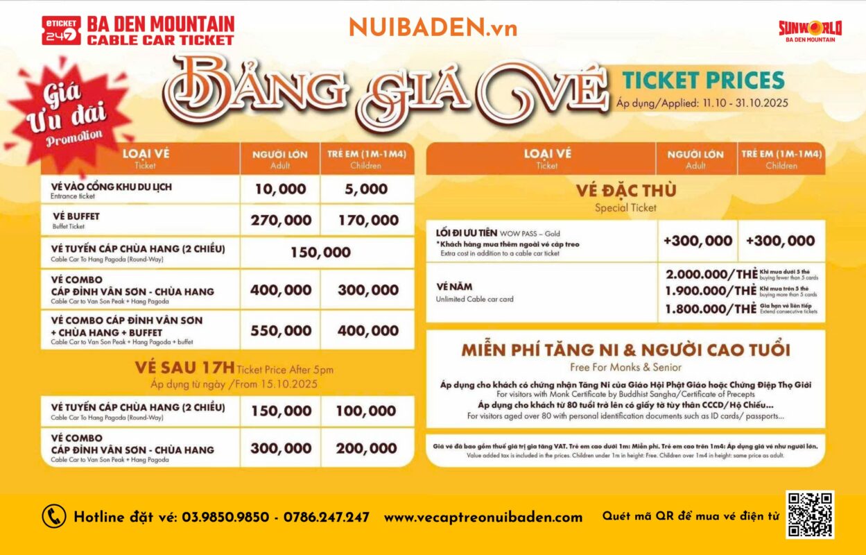 Vé Cáp Treo Núi Bà Đen Khuyến Mãi Giá Rẻ
