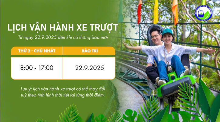 Lịch vận hành xe trượt ống Núi Bà Đen, giờ hoat động xe trượt ống Núi Bà Đen, máng trượt Núi Bà Đen