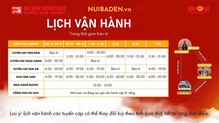 Giờ Hoạt Động Cáp Treo Núi Bà Đen