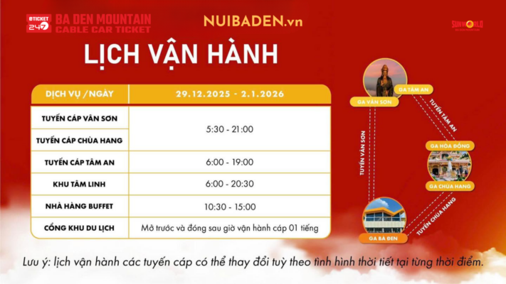 Giờ Hoạt Động Cáp Treo Núi Bà Đen