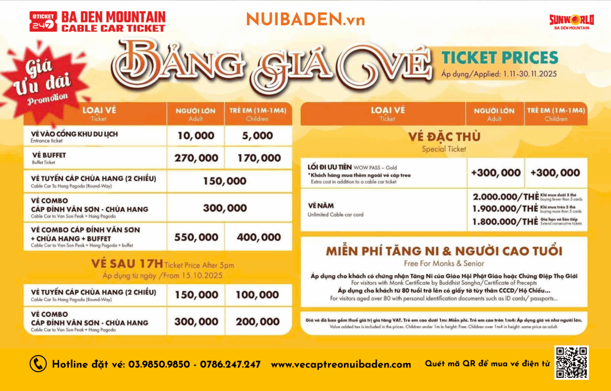 Vé Cáp Treo Núi Bà Đen Khuyến Mãi, Núi Bà Đen Giảm Giá Vé