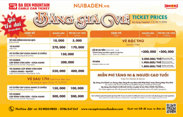 Vé Cáp Treo Núi Bà Đen Khuyến Mãi, Núi Bà Đen Giảm Giá Vé