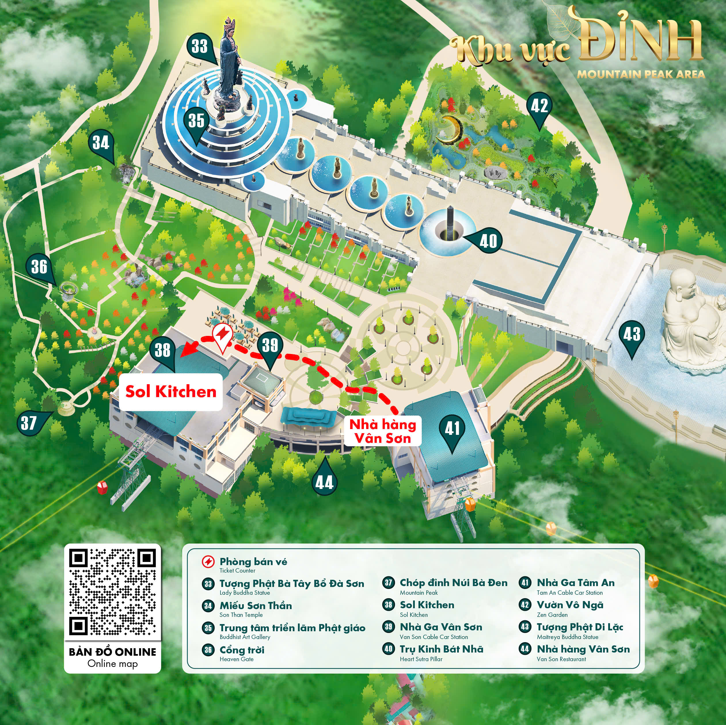 Bản đồ vị trí nhà hàng Sol Kitchen Núi Bà Đen, phục vụ buffet tại Sol Kitchen