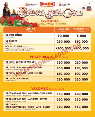Bảng Giá Vé Cáp Treo Núi Bà Đen Mới Nhất