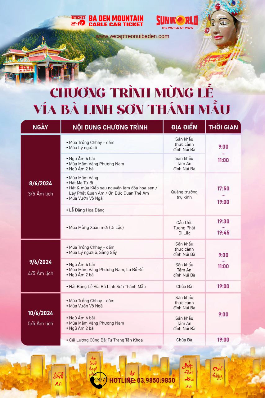 Chương trình mừng lễ vía bà Linh Sơn Thánh Mẫu