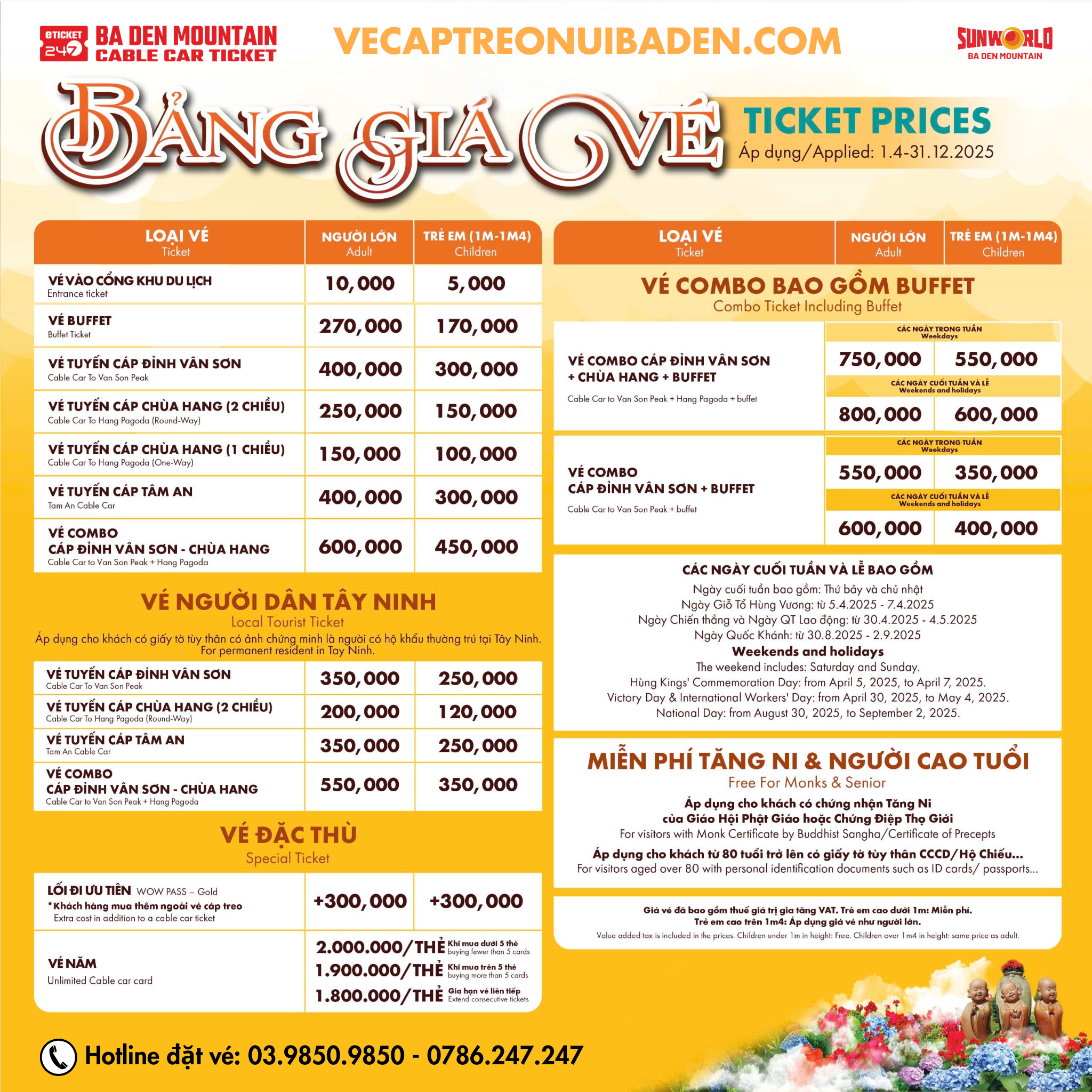 Bảng Giá Vé Cáp Treo Núi Bà Đen, Vé Núi Bà Đen Mới Nhất