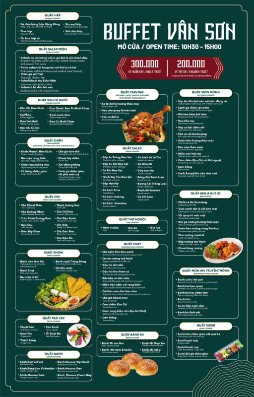 Menu Buffet Núi Bà Đen, Buffet Vân Sơn