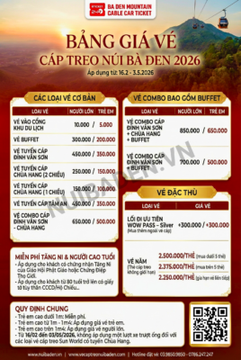 Bảng Giá Vé Cáp Treo Núi Bà Đen