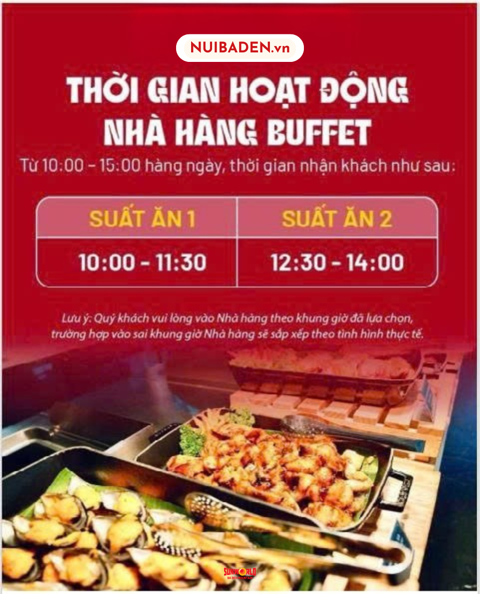 Giờ hoạt động nhà hàng Buffet Núi Bà Đen